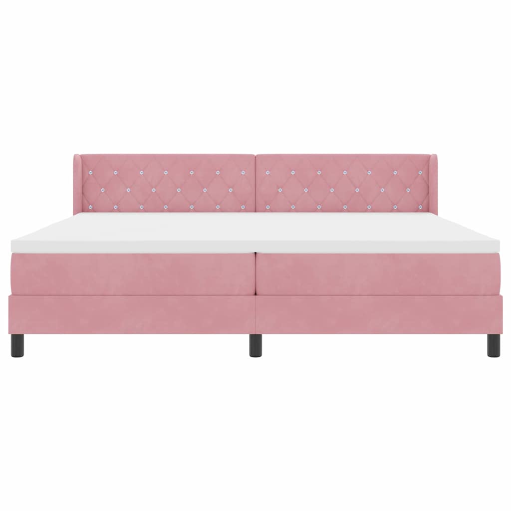 Box spring seng med hovedgærde Lyserød 200 x 200 cm Fløjl