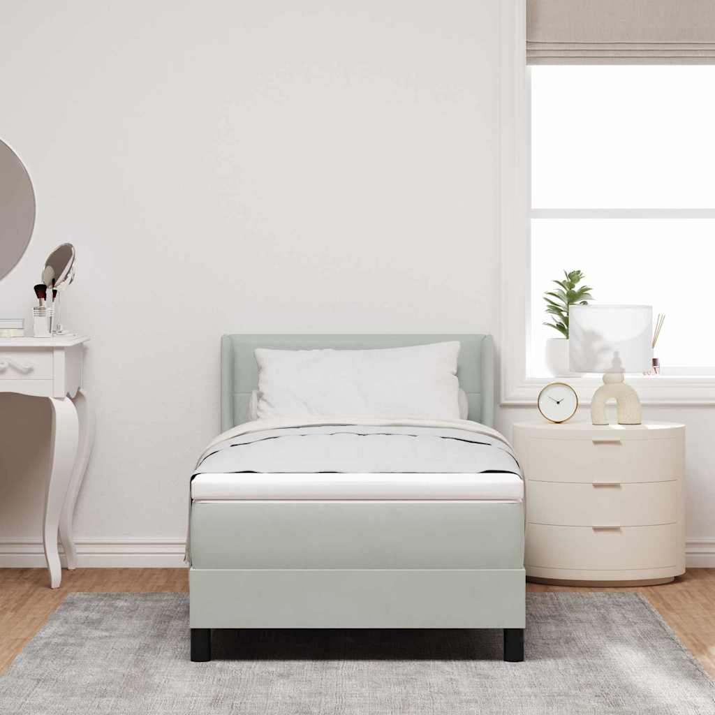 Box spring seng med hovedgærde Lysegrå 200 x 80 cm Fløjl