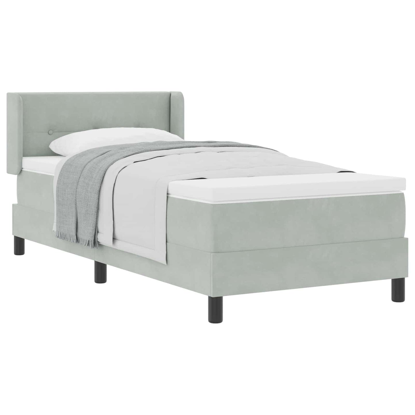 Box spring seng med hovedgærde Lysegrå 200 x 80 cm Fløjl