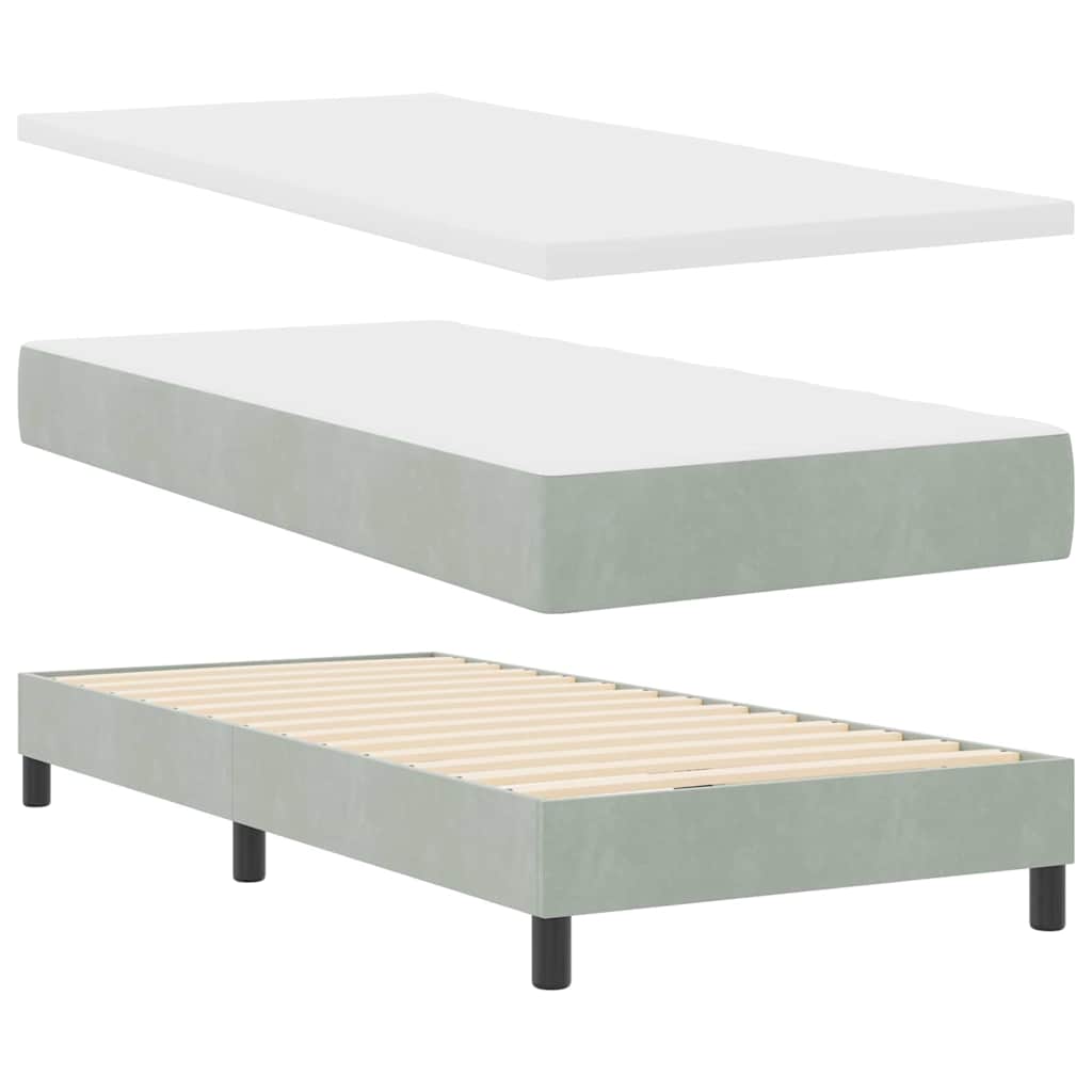 Box spring seng med hovedgærde Lysegrå 200 x 80 cm Fløjl