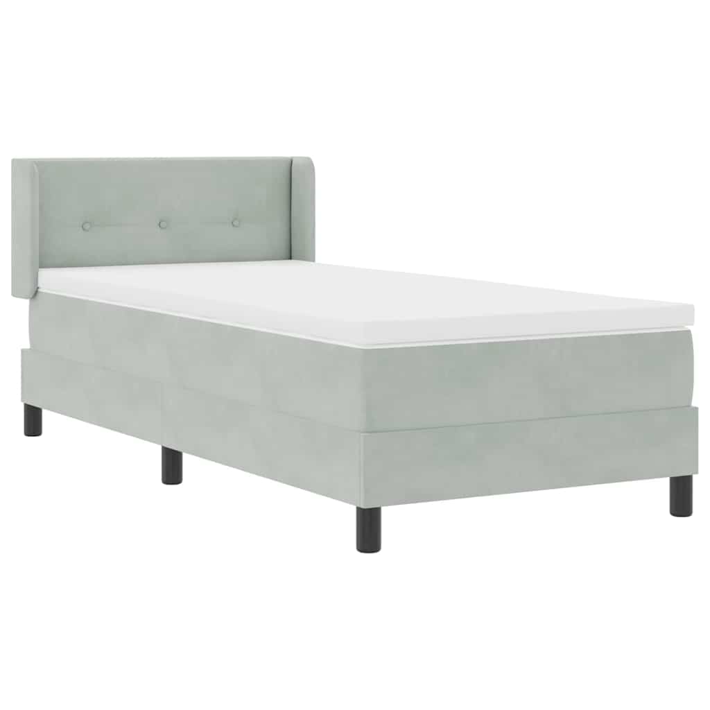 Box spring seng med hovedgærde Lysegrå 200 x 80 cm Fløjl