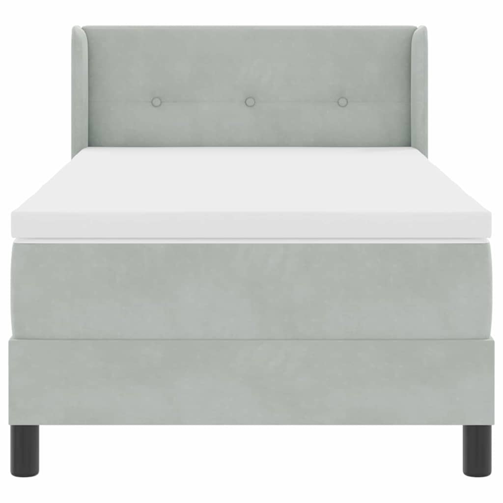 Box spring seng med hovedgærde Lysegrå 200 x 80 cm Fløjl