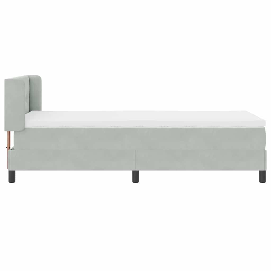 Box spring seng med hovedgærde Lysegrå 200 x 80 cm Fløjl