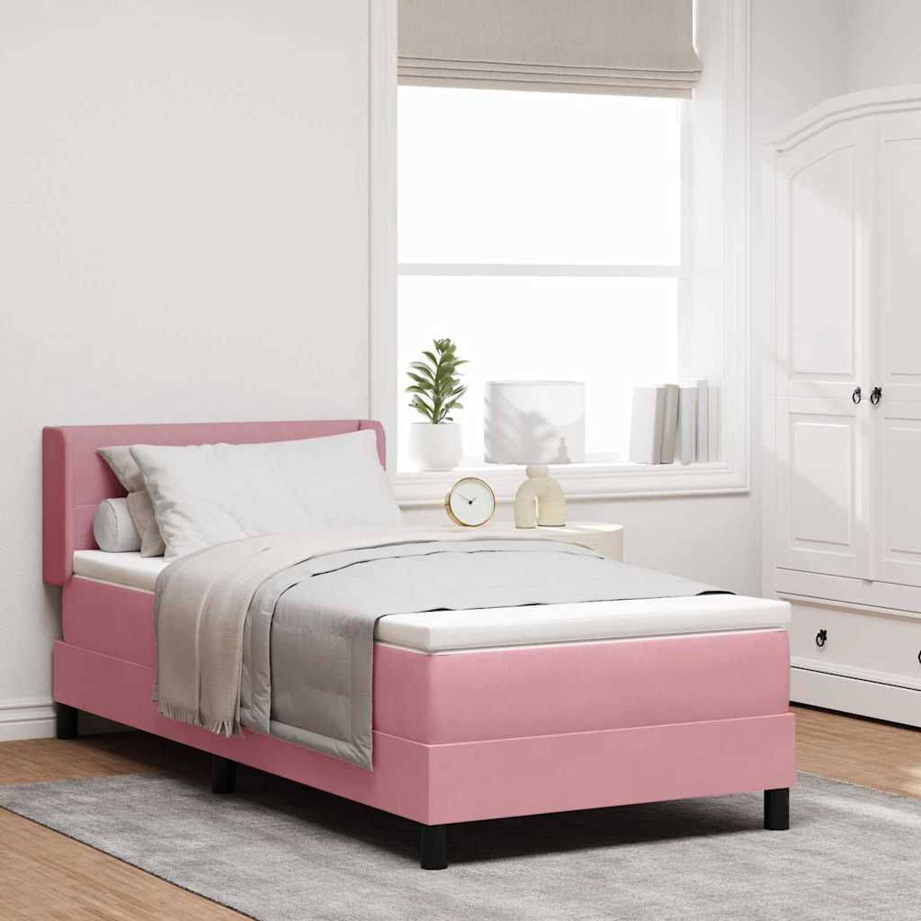Box spring seng med hovedgærde Lyserød 200 x 80 cm Fløjl