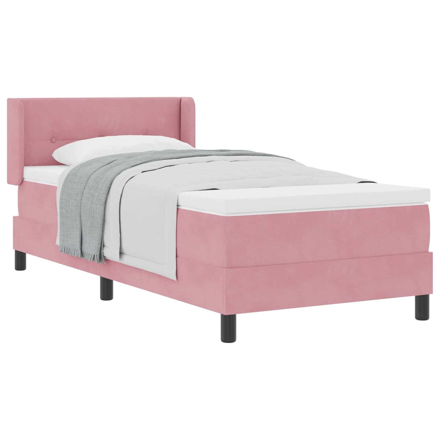 Box spring seng med hovedgærde Lyserød 200 x 80 cm Fløjl