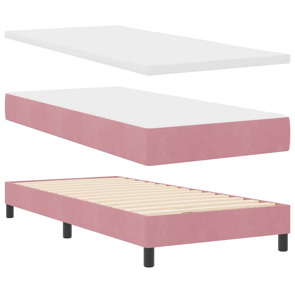 Box spring seng med hovedgærde Lyserød 200 x 80 cm Fløjl
