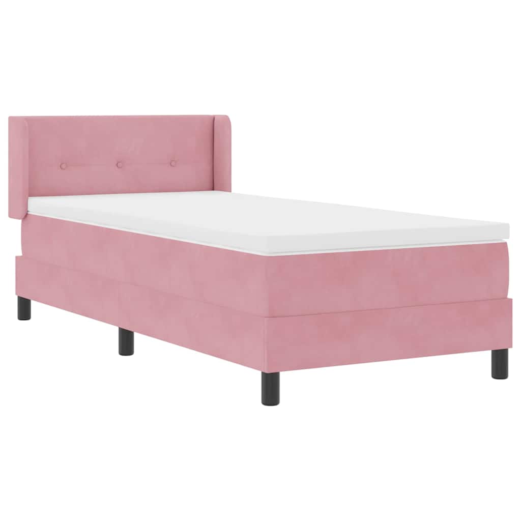 Box spring seng med hovedgærde Lyserød 200 x 80 cm Fløjl