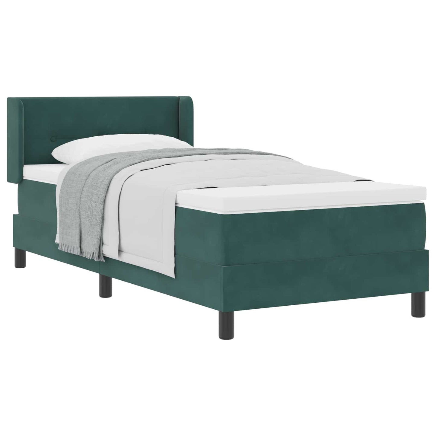 Box spring seng med hovedgærde Mørkegrøn 200 x 100 cm Fløjl