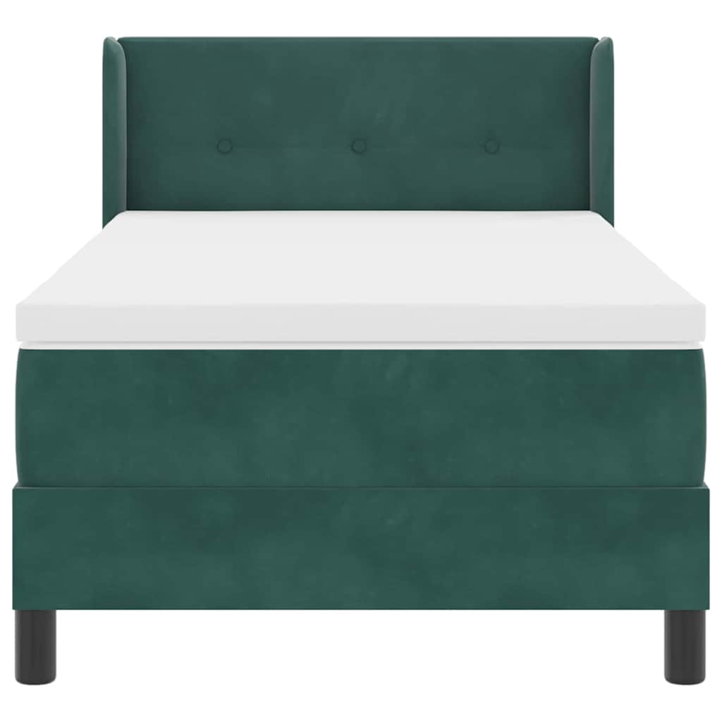 Box spring seng med hovedgærde Mørkegrøn 200 x 100 cm Fløjl