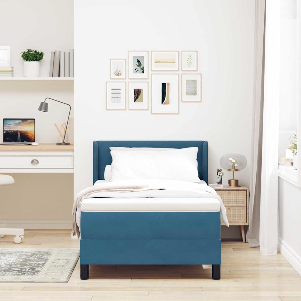 Box spring seng med hovedgærde Mørk blå 200 x 100 cm Fløjl