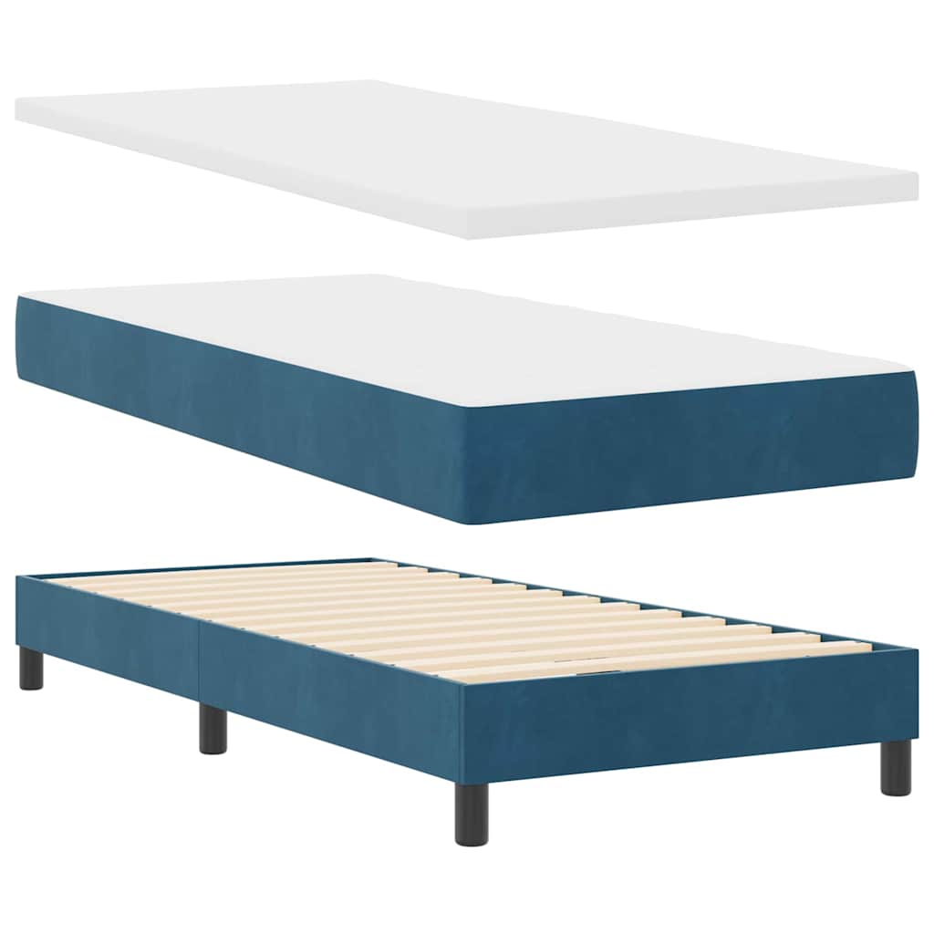 Box spring seng med hovedgærde Mørk blå 200 x 100 cm Fløjl