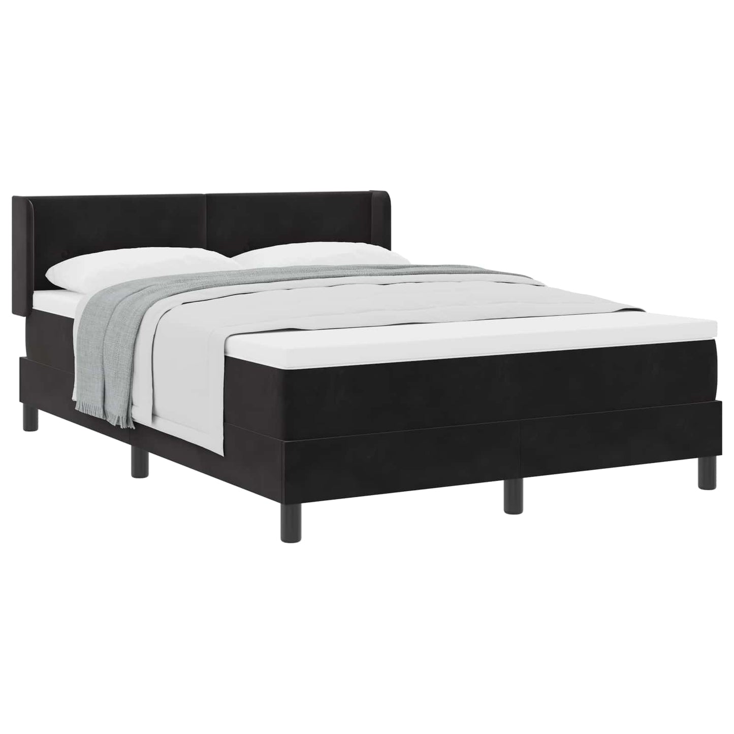 Box spring seng med hovedgærde Sort 200 x 160 cm Fløjl
