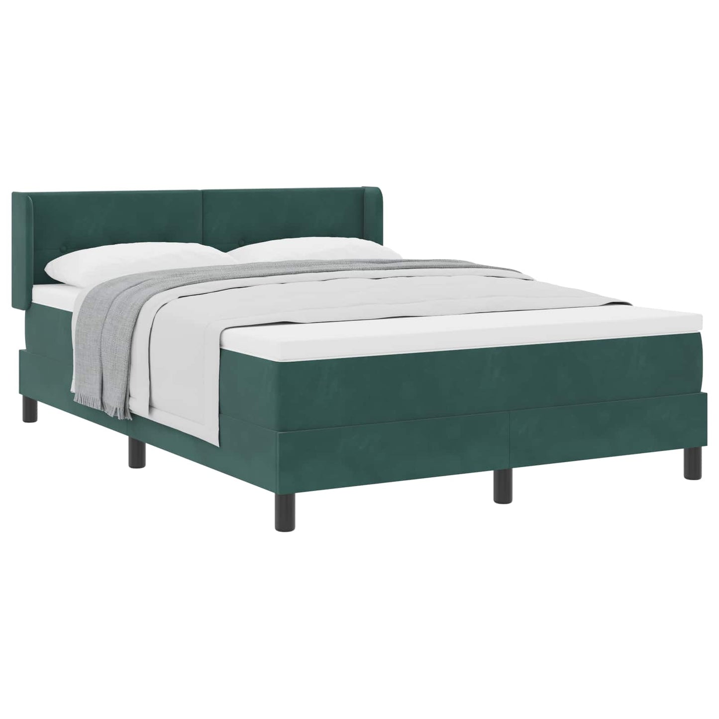 Box spring seng med hovedgærde Mørkegrøn 200 x 160 cm Fløjl