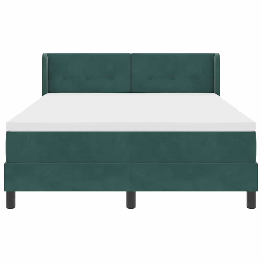 Box spring seng med hovedgærde Mørkegrøn 200 x 160 cm Fløjl