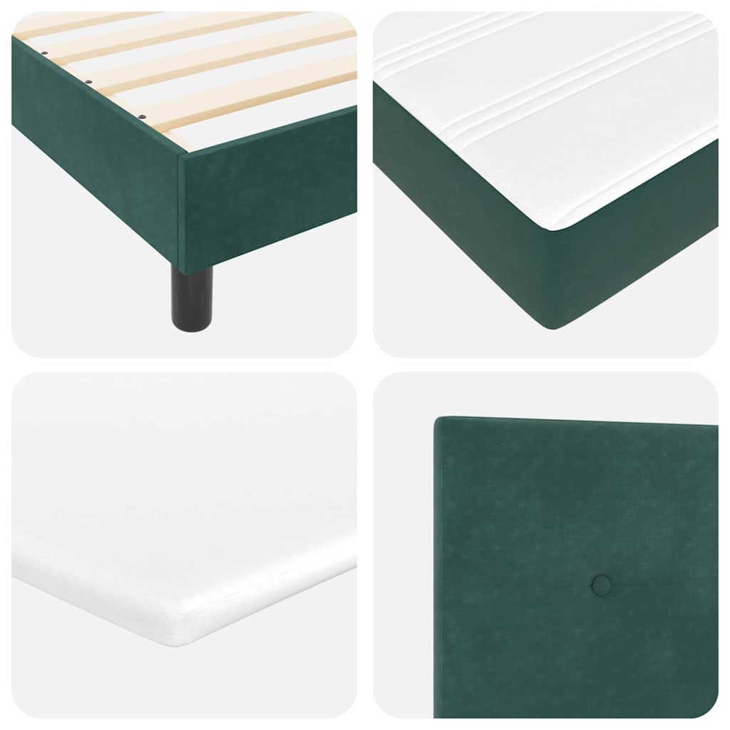 Box spring seng med hovedgærde Mørkegrøn 200 x 200 cm Fløjl