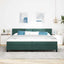 Box spring seng med hovedgærde Mørkegrøn 200 x 200 cm Fløjl