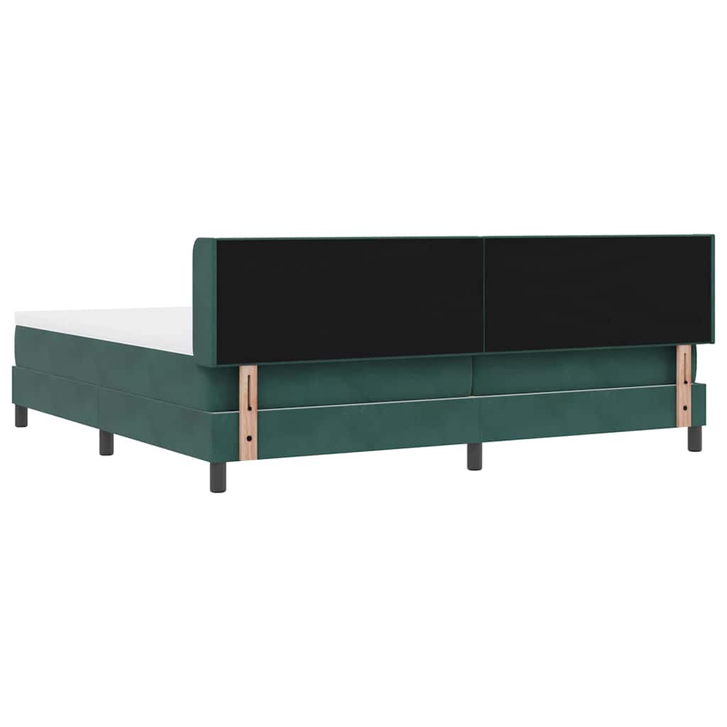 Box spring seng med hovedgærde Mørkegrøn 200 x 200 cm Fløjl