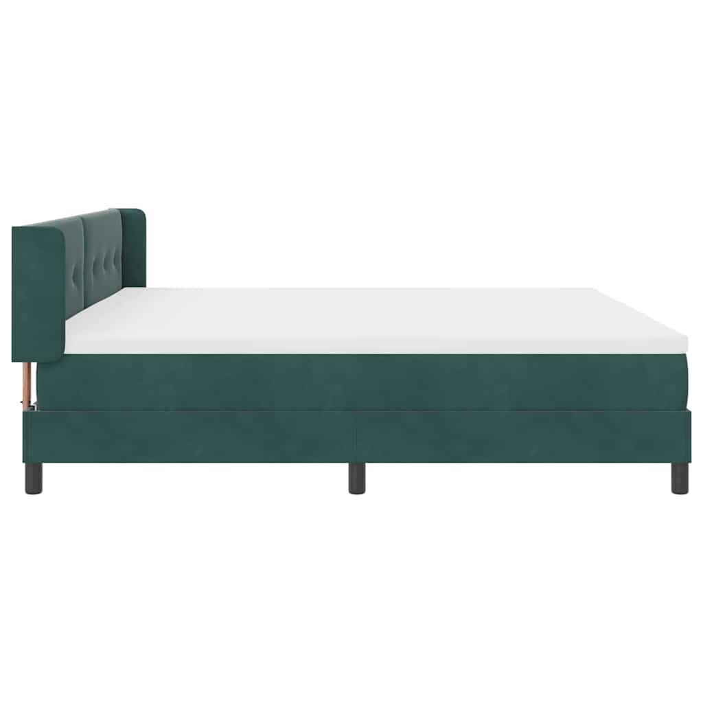 Box spring seng med hovedgærde Mørkegrøn 200 x 200 cm Fløjl