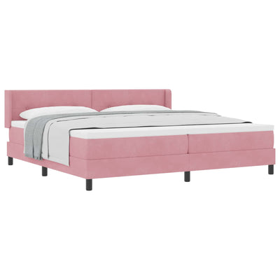 Box spring seng med hovedgærde Lyserød 200 x 200 cm Fløjl