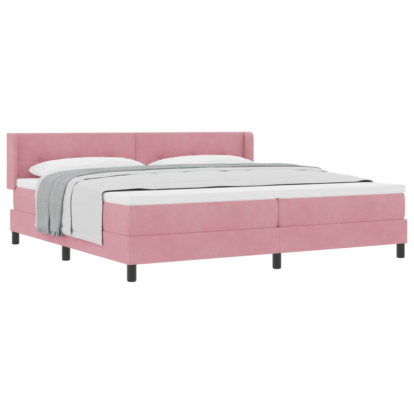 Box spring seng med hovedgærde Lyserød 200 x 200 cm Fløjl