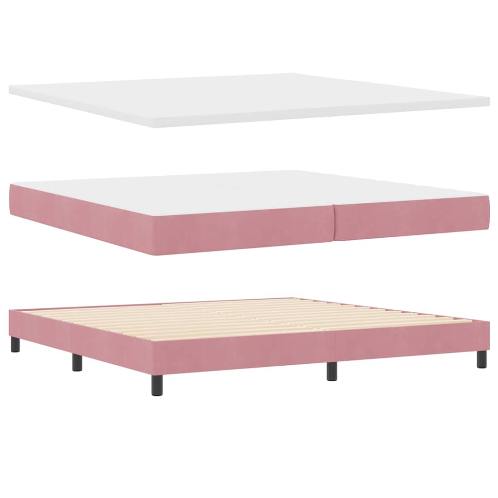 Box spring seng med hovedgærde Lyserød 200 x 200 cm Fløjl