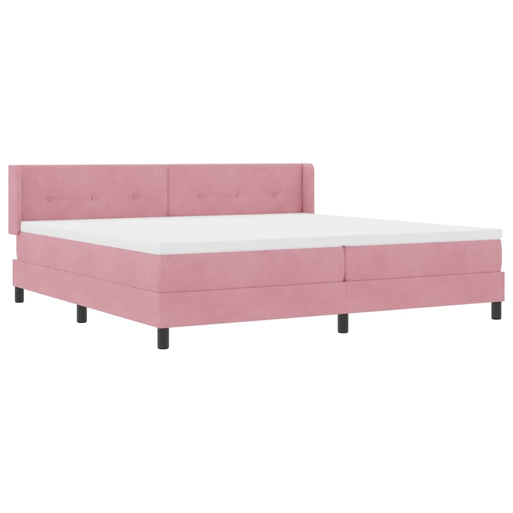Box spring seng med hovedgærde Lyserød 200 x 200 cm Fløjl