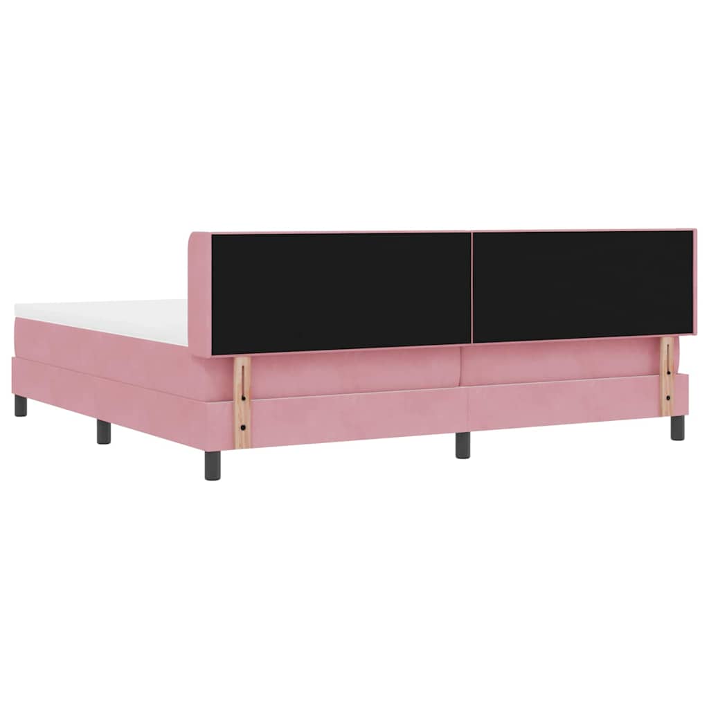 Box spring seng med hovedgærde Lyserød 200 x 200 cm Fløjl