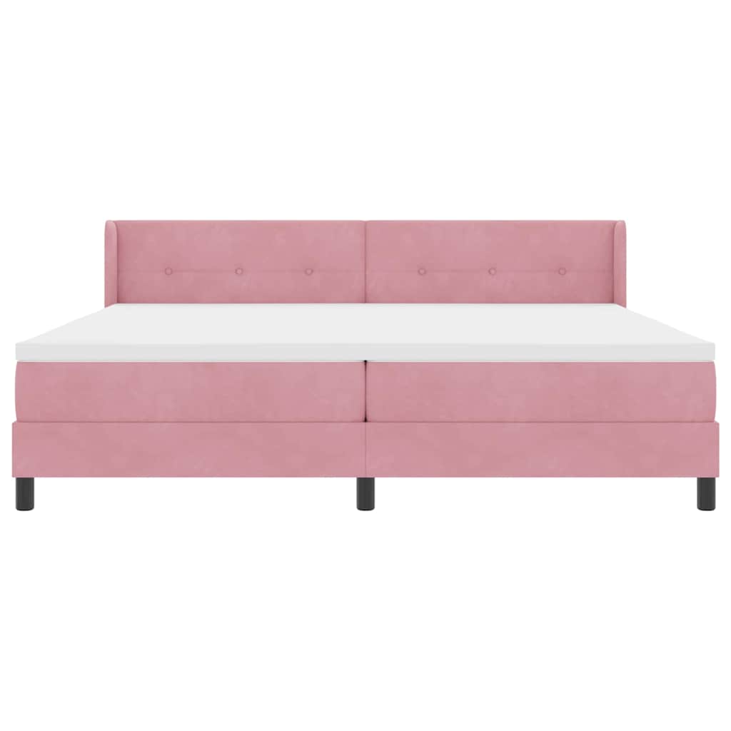 Box spring seng med hovedgærde Lyserød 200 x 200 cm Fløjl