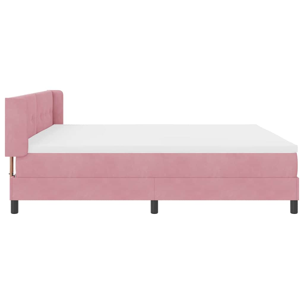 Box spring seng med hovedgærde Lyserød 200 x 200 cm Fløjl