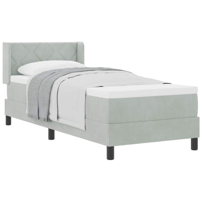 Box spring seng med hovedgærde Lysegrå 200 x 80 cm Fløjl