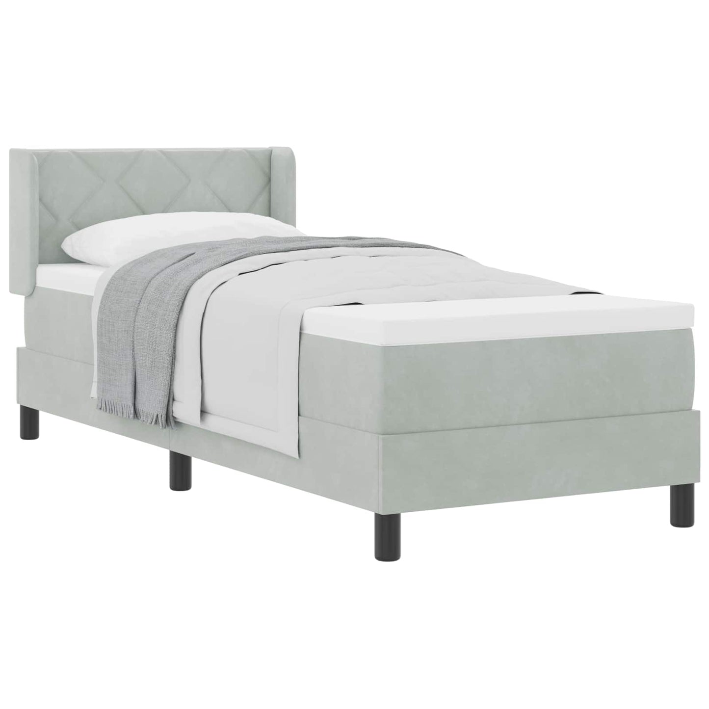 Box spring seng med hovedgærde Lysegrå 200 x 80 cm Fløjl