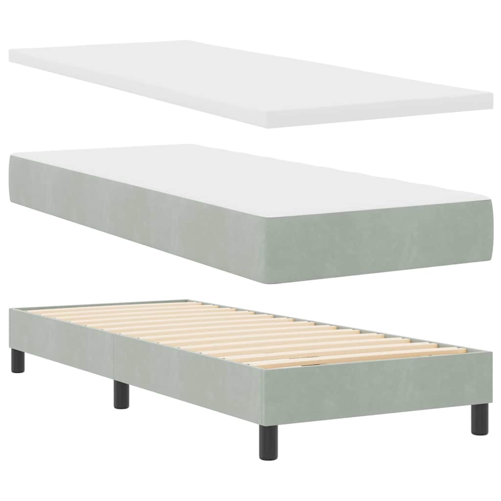 Box spring seng med hovedgærde Lysegrå 200 x 80 cm Fløjl