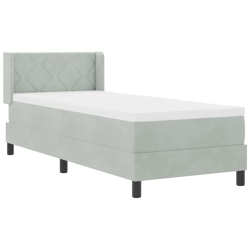 Box spring seng med hovedgærde Lysegrå 200 x 80 cm Fløjl