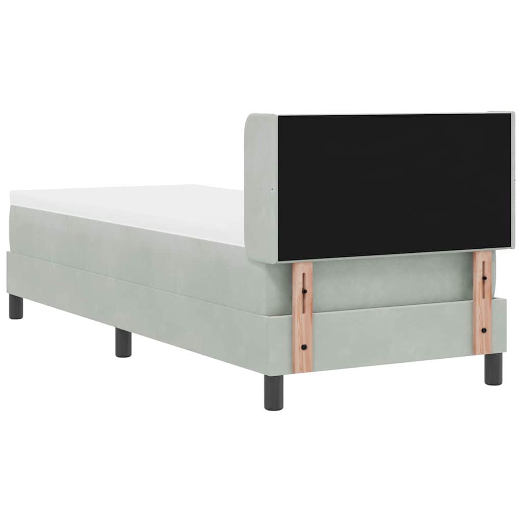 Box spring seng med hovedgærde Lysegrå 200 x 80 cm Fløjl