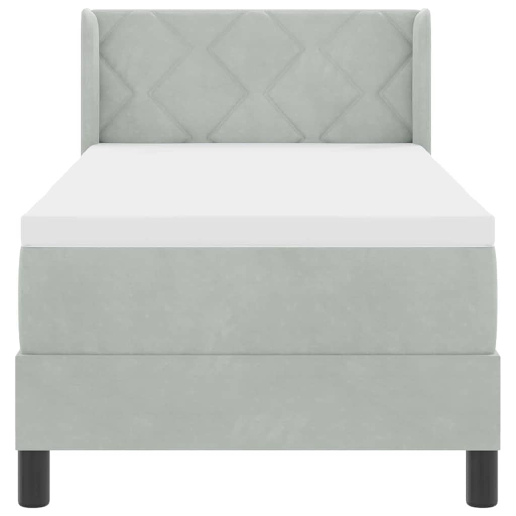 Box spring seng med hovedgærde Lysegrå 200 x 80 cm Fløjl
