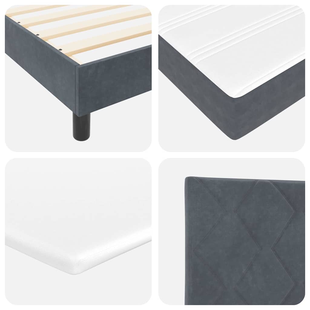 Box spring seng med hovedgærde Mørkegrå 200 x 80 cm Fløjl