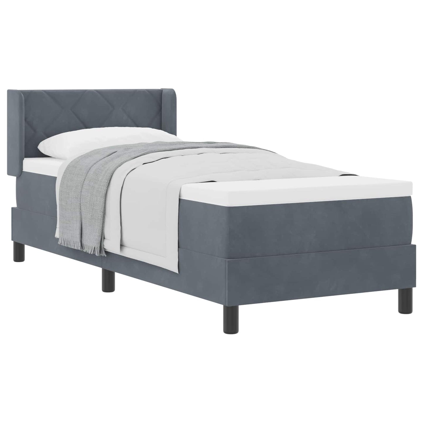 Box spring seng med hovedgærde Mørkegrå 200 x 80 cm Fløjl