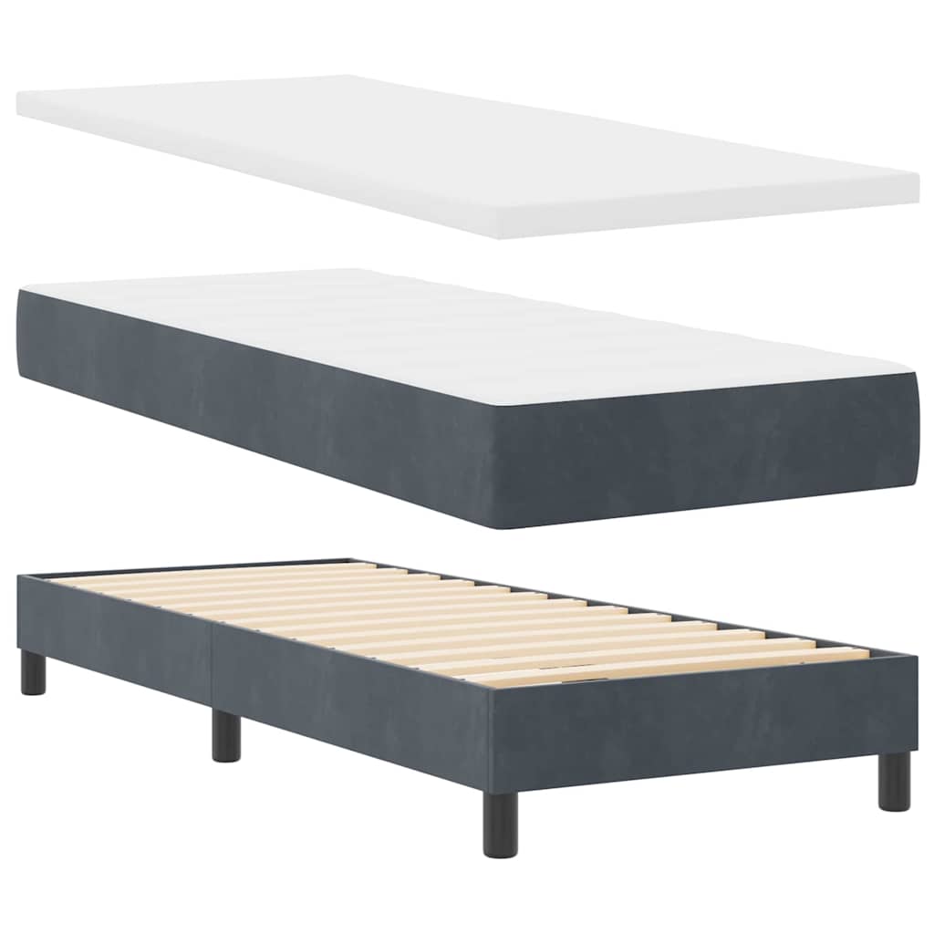Box spring seng med hovedgærde Mørkegrå 200 x 80 cm Fløjl