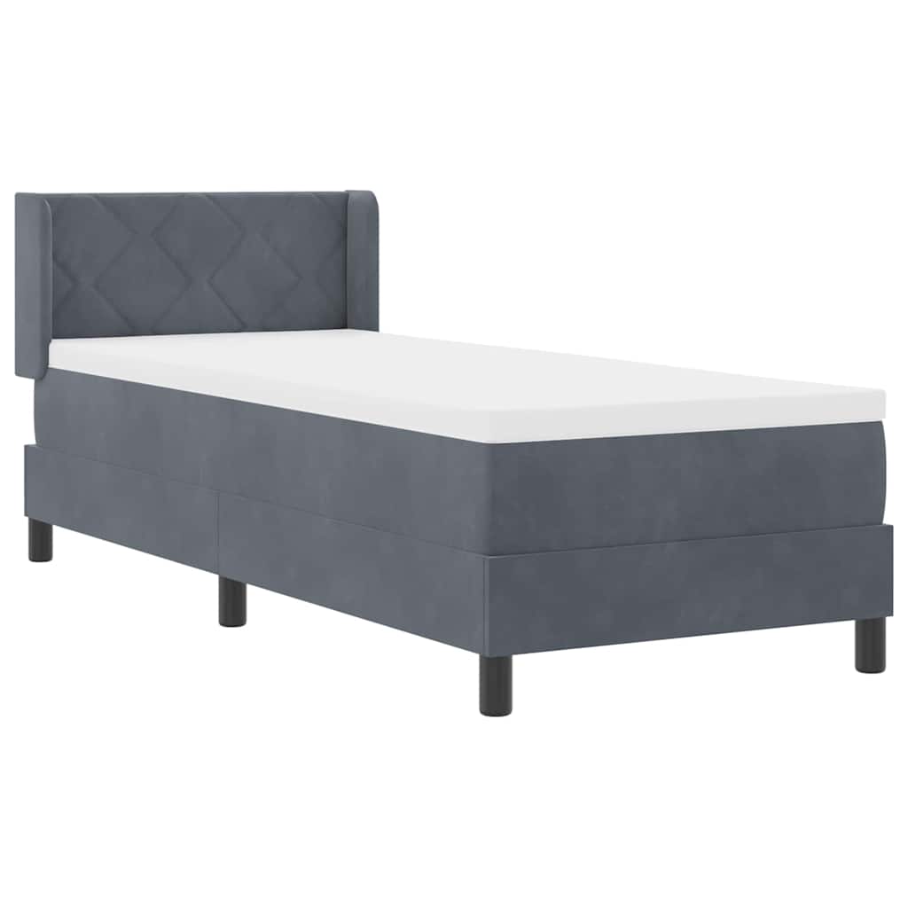 Box spring seng med hovedgærde Mørkegrå 200 x 80 cm Fløjl
