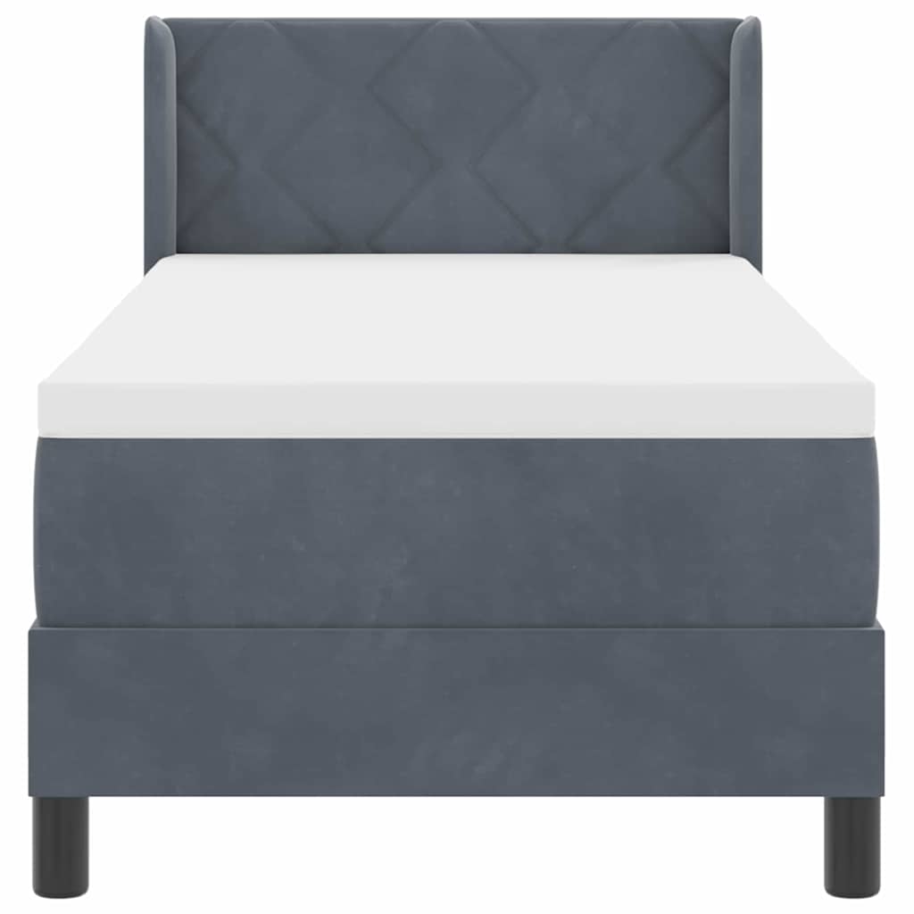 Box spring seng med hovedgærde Mørkegrå 200 x 80 cm Fløjl