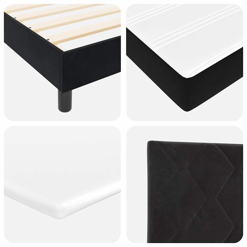Box spring seng med hovedgærde Sort 200 x 80 cm Fløjl