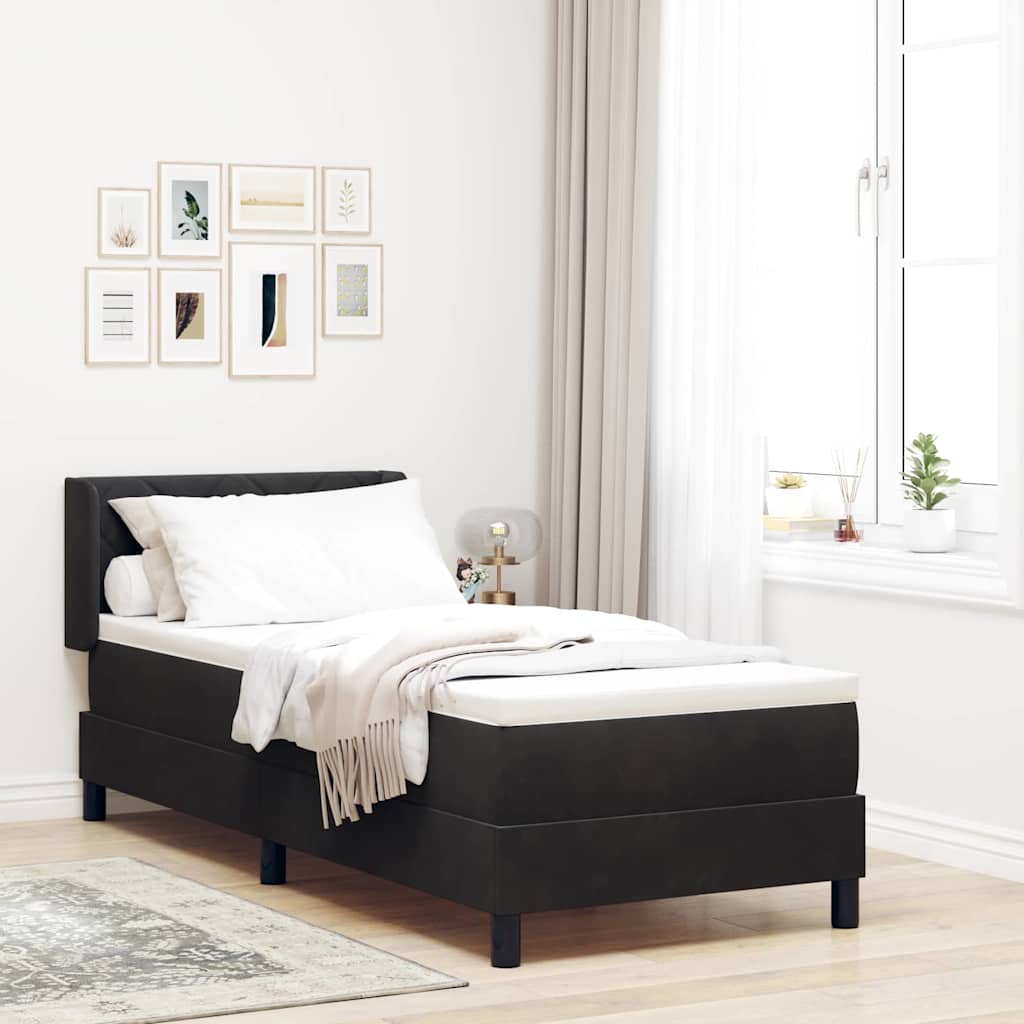 Box spring seng med hovedgærde Sort 200 x 80 cm Fløjl