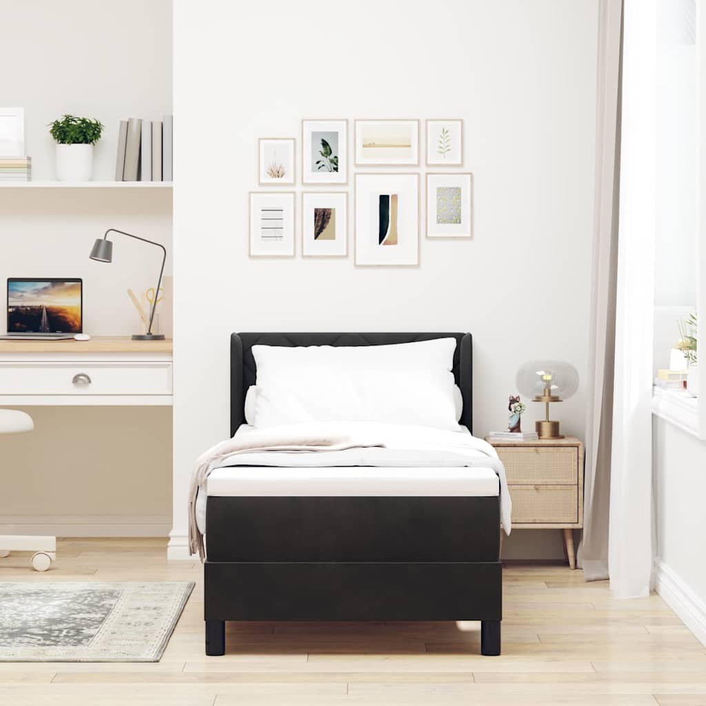 Box spring seng med hovedgærde Sort 200 x 80 cm Fløjl