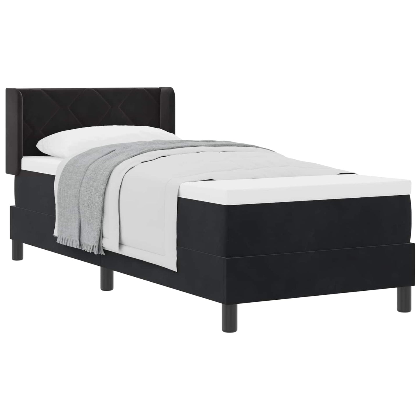 Box spring seng med hovedgærde Sort 200 x 80 cm Fløjl