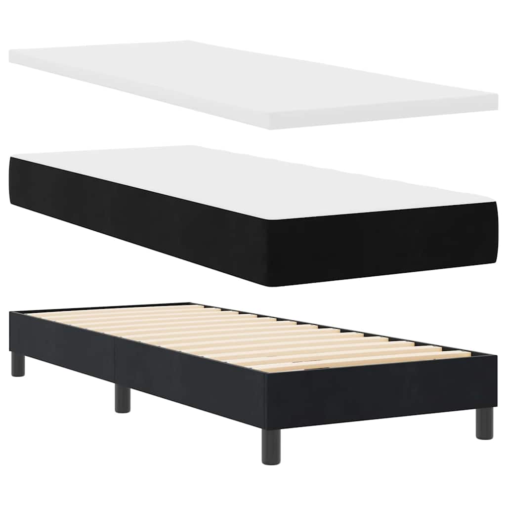 Box spring seng med hovedgærde Sort 200 x 80 cm Fløjl