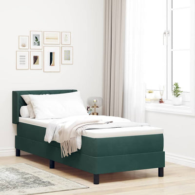 Box spring seng med hovedgærde Mørkegrøn 200 x 80 cm Fløjl