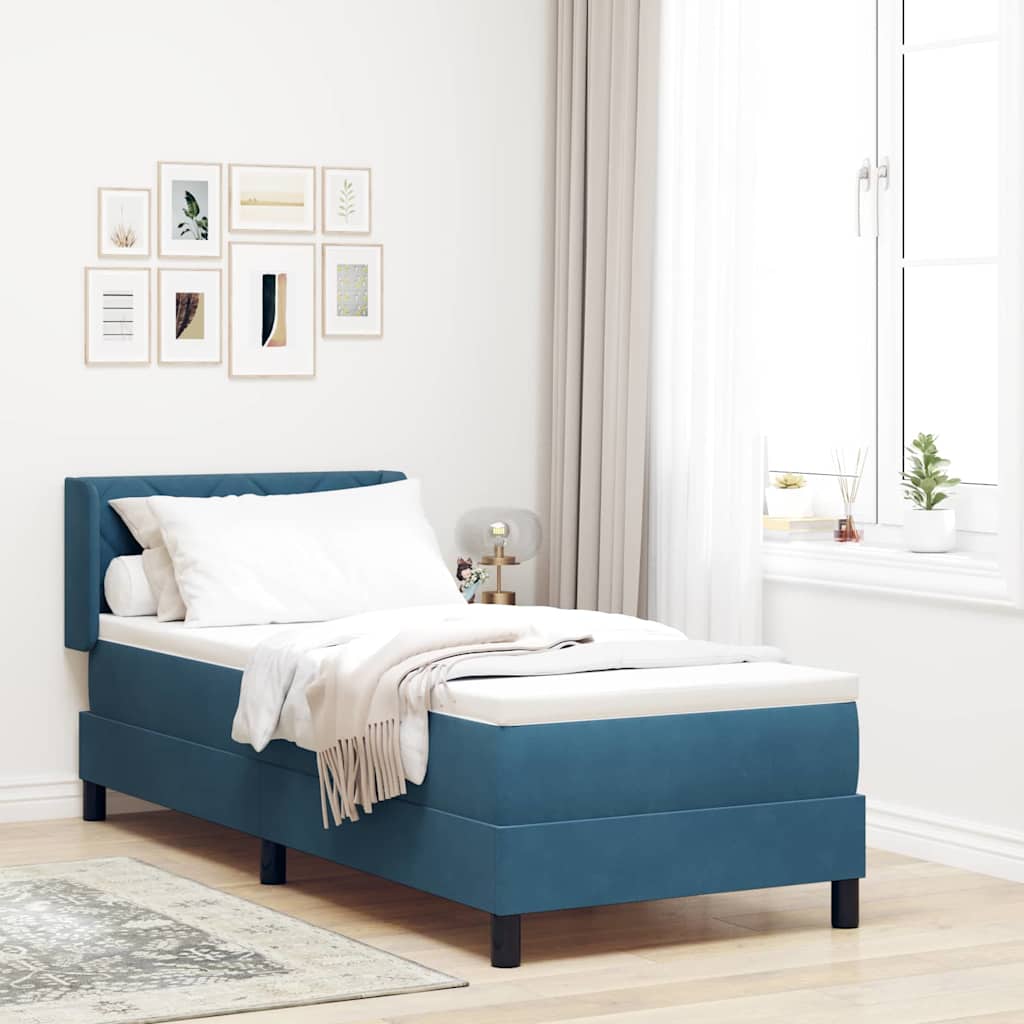 Box spring seng med hovedgærde Mørk blå 200 x 80 cm Fløjl