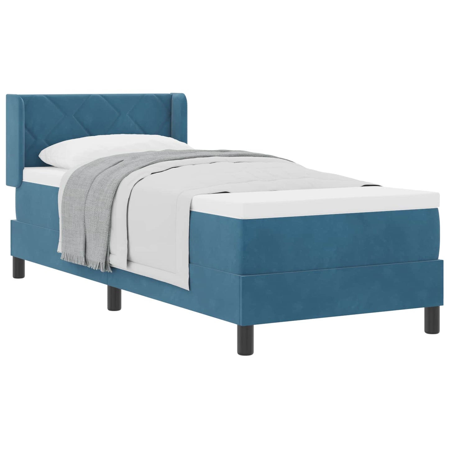 Box spring seng med hovedgærde Mørk blå 200 x 80 cm Fløjl