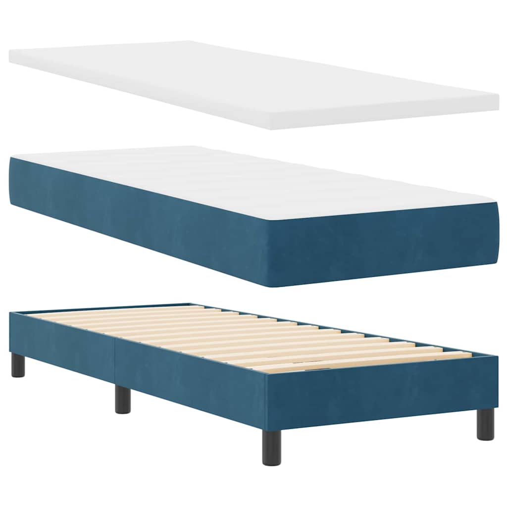 Box spring seng med hovedgærde Mørk blå 200 x 80 cm Fløjl