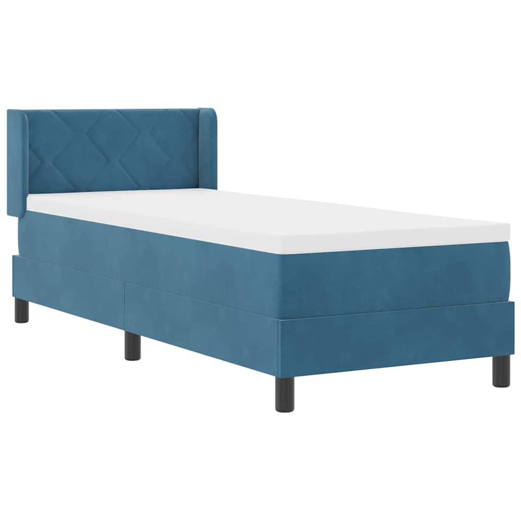 Box spring seng med hovedgærde Mørk blå 200 x 80 cm Fløjl